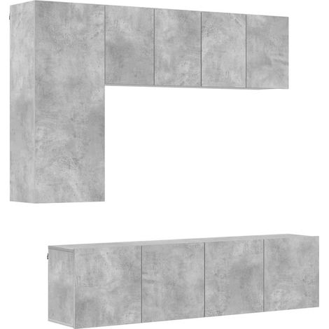 Maison Exclusive - 5-tlg. Wohnwand Betongrau Holzwerkstoff (1/5)