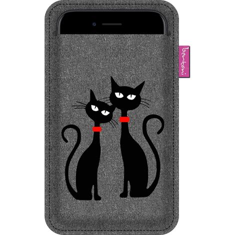 Funda XXL para smartphone, estampado de gatos negros - Antracita, fieltro ecológico, lavable a 40 °C - Protección para teléfono, iPhone 12 Pro Max, Samsung Galaxy S21 Ultra, Huawei Mate 40 Pro, Berton (1/5)