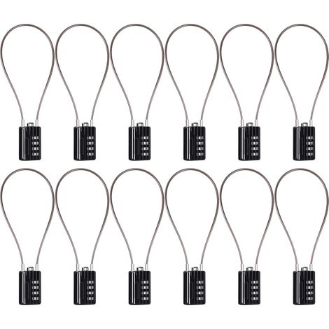 Lot de 12 cadenas à combinaison réinitialisables, 30 mm de largeur, corps avec câble extrêmement long, cadenas à 4 chiffres pour valise, sac de voyage, casiers de gym, armoires de classement (1/5)
