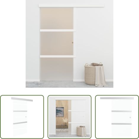 vidaXL Porte coulissante avec rail - Porte coulissante à butées Verre ESG et aluminium 90x205 cm (1/5)