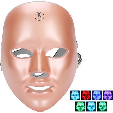 Appareil de rajeunissement cutané par photons LED, traitement de l'acné par luminothérapie colorée, protection faciale dorée (1/5)