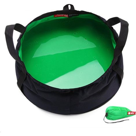 Bassine multifonctions légère portable pliable pour stockage de l'eau Étui de transport Sac à poignée pour extérieur Voyage Camping Randonnée Pêche 8,5 L Bleu Vert Rouge