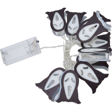 Guirlande lumineuse fantômes d'Halloween, 10 LED, pour décoration intérieure et extérieure, fonctionne sur piles (1/5)