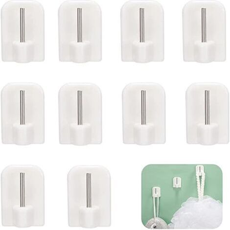 Crochets Autocollants, 10 Pcs Crochets Auto-Adhésifs en Plastique, Accroche Rideau, Crochet Rideau Sans Percage, pour Barres de Rideaux (1/4)
