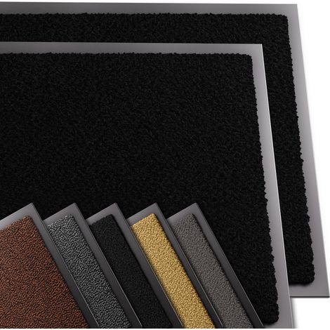 Lot de 2 Tapis de Porte Paillasson d'Entree Interieur et Extérieur Tapis Antidérapant et Anti-Poussière Tapis d’entrée Imperméable Lavable 60x90cm Noir (1/5)