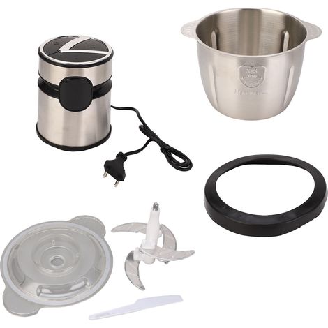Robot culinaire électrique à 3 vitesses et 4 lames, hachoir à viande et légumes en acier inoxydable pour la cuisine, 2 litres, 200 W, 4900 tr/min, prise européenne. (1/4)