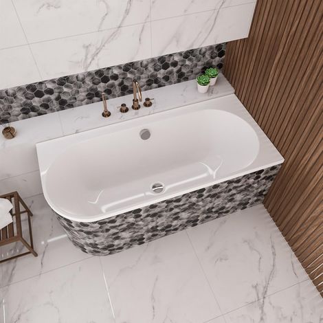 ECOLAM Badewanne 170x75 cm RECHTS Oceana Wanne Eckwanne Eckbadewanne Acryl (1/5)