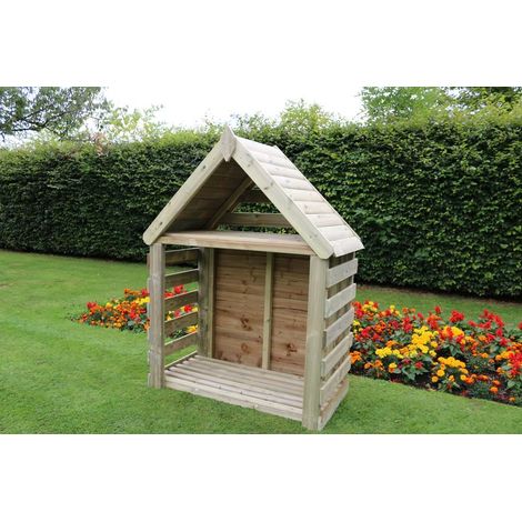 Buttercup Deluxe Firewood Log Store, Outdoor Fire wood, kindling and log shelter. Pressure Treated Timber (1/3)
