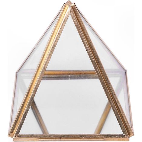 Écrin Pyramide Doré pour Bague en Verre Géométrique, Boîte Décorative de Rangement de Bijoux, Accessoire de Mariage, Présentoir Élégant, 1 Pièce (1/5)