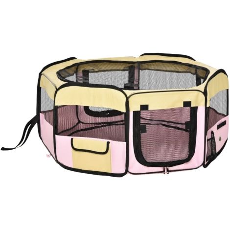 Pink Fabric Whelping Box for Dogs Cats Puppies Rabbits Guinea Pigs with Carry Bag Small Size 90 Dia x 41H cm (1/5)