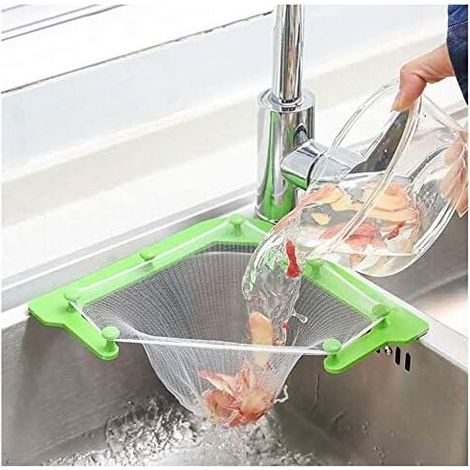 YMYNY Dreieckfilter mit DREI Halterungen, Spülbeckenfilterbeutel, Spülbeckennetz, für Küchenreste, feinmaschiger Filterkorb (1/4)