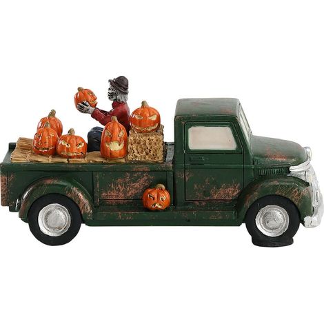 Decorazione "Truck di pickup di zucca" per Villaggio di Natale e presepe, in Resina da h 6 cm (1/4)