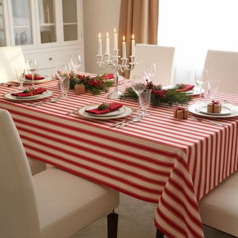 Tischdecke "Equilibrista", 100% Polyester, knitterfrei, waschbar, Made in Italy, rechteckig, 180x140 cm, Beige (1/5)