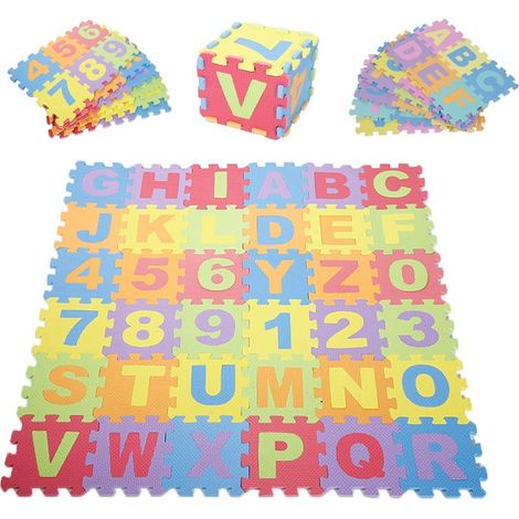 Weiche Puzzle-Matte, Schaumstoff-Spiel, Baby-Kind-Lernspielzeug, 26 Buchstaben und 10 Zahlen