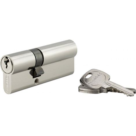 Cylindre de serrure double entrée, 30x55mm, anti-arrachement, nickel, 3 clés - (1/3)