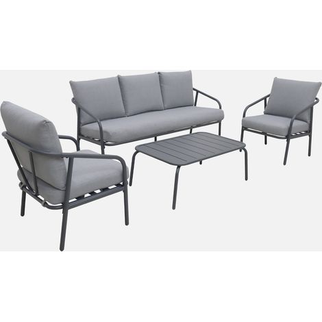 Conjunto de muebles de jardín de acero, 5 plazas