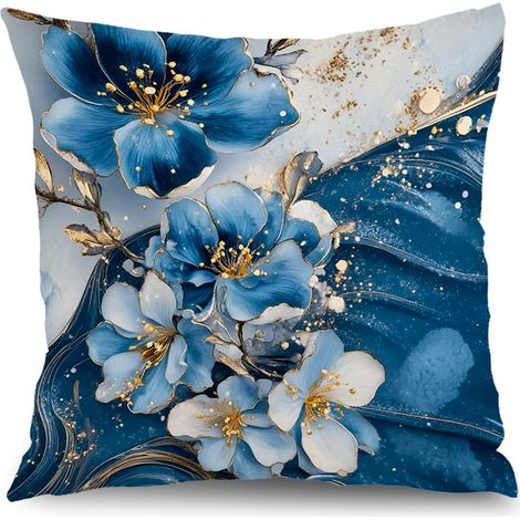 Taie d'oreiller fleurs printemps été,décoration salon chambre,45×45cm (1/5)