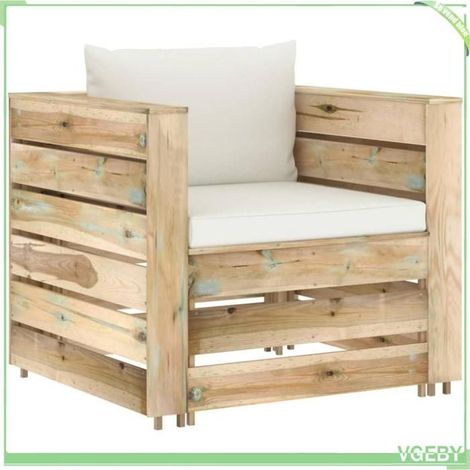 Salon de jardin - FAFEICY - 3074533 - Bois de pin imprégné - Coussins crème - Conception modulaire (1/5)