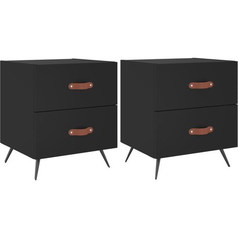 Juego de 2 mesitas de noche con dos cajones 40 x 35 x 47,5 cm madera contrachapada negra y hierro DEC035533 (1/5)
