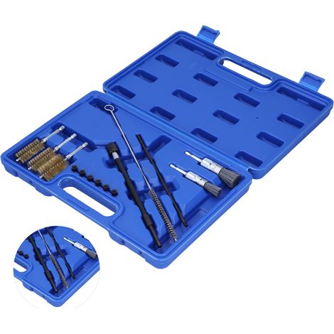 Kit de nettoyage d'injecteurs de carburant en 14 pièces : bouchons pour tige d'injecteur, brosses en nylon et fil métallique pour base d'injecteur. (1/5)
