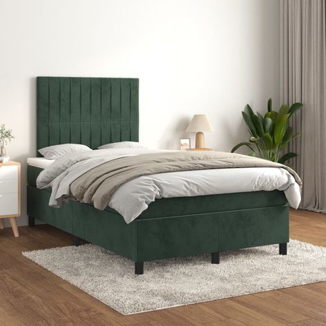 Boxspringbett mit Matratze Dunkelgrün 120x200 cm Samt vidaXL (1/5)