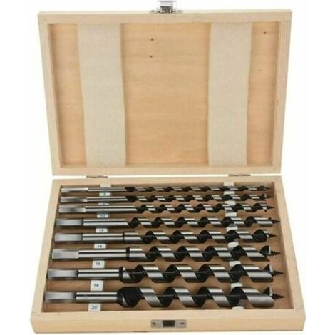 HSS twist wood drill bit, set of 8 carbon steel twist wood drill bits with a length of 230 mm and a diameter of 6 mm, 8 mm, 10 mm, 12 mm, 14 mm, 16 mm, 18 mm, and 20 mm