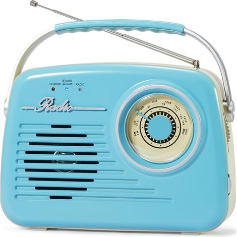 1965, radio-valise, alimentation secteur ou piles, bleu