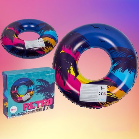 Aufblasbarer Schwimmring Retro Palmen 90cm Schwimmreifen Vinyl (1/5)