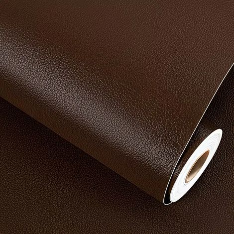 Ensemble de deux pièces - (Marron foncé, 30 x 200 cm) Tissu en cuir artificiel PU auto-adhésif à forte adhérence, convient aux intérieurs de voiture et aux canapés. (1/5)