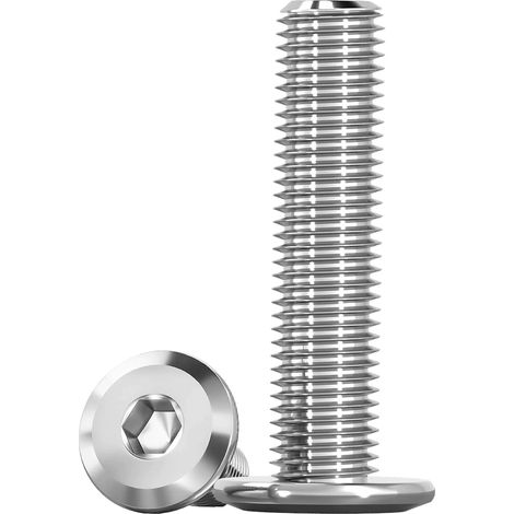Vis à tête plate Inox A2 (INBUS) - M8 x 40 mm - Lot de 10 pièces - Vis à empreinte hexagonale - Pour Meubles, Métal, Bois, Extérieur (1/5)