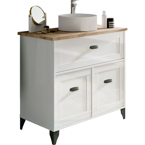 MUEBLES PITARCH Mueble de Lavabo Toscana Blanco/Roble Cambrian - ref: 5052-MU (1/8)