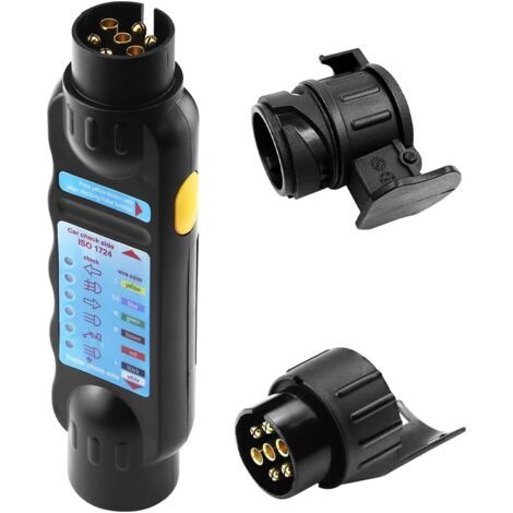 Testeur Remorque 7 Broches, Feux de Remorque 7 Broches Testeur de Remorque de Prise Diagnostic, Testeur pour Connecteurs Remorques et Véhicule Tracteur, Automobile Extérieur Accessoires (1/3)
