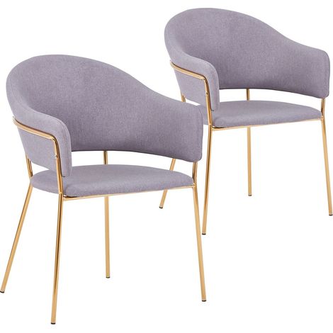 Lot de 2 chaises/fauteuils Ulrick Tissu Gris