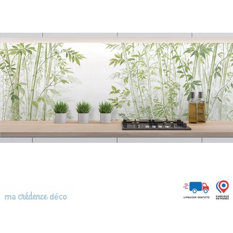Crédence : Forêt de bambous - Couleur Vert blanc - Alu composite - 60 - 120 (1/3)