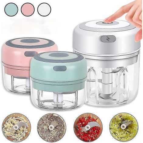 Presse-ail électrique 100 ml, broyeur à légumes, piment et viande robuste, rechargeable par USB, vert - 100 ml (1/5)