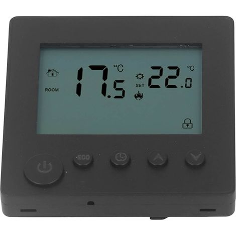 Thermostat intelligent 4500 W avec commande par bouton pour le chauffage de l'eau, idéal pour la maison, le bureau, les commerces et les hôtels (AC90V à 240V, noir). (1/5)