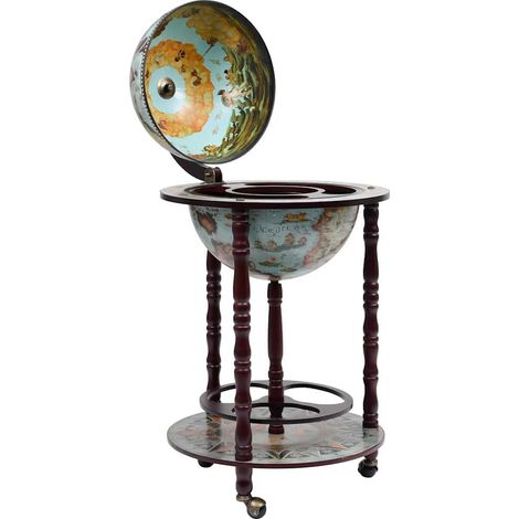 Maison Exclusive - Minibar a Forma di Globo con Supporto in Legno di Eucalipto Blu (1/5)