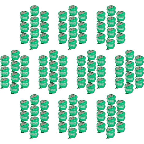 vhbw 100x NiMH replacement button cell battery tab type V40H 2 pins 40mAh 2.4V suitable for model building batteries, solar lights etc. (1/4)