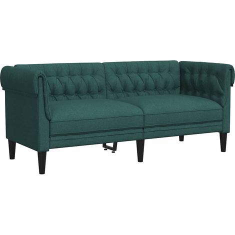 Canapé  Sofa Chesterfield 2 places vert foncé tissu