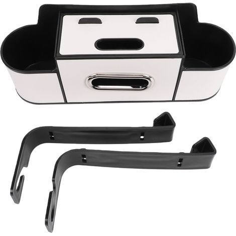 Organizer per sedile posteriore auto con portabicchieri, dispenser per fazzoletti, contenitore multifunzionale per SUV, camion e berline, colore beige. (1/5)