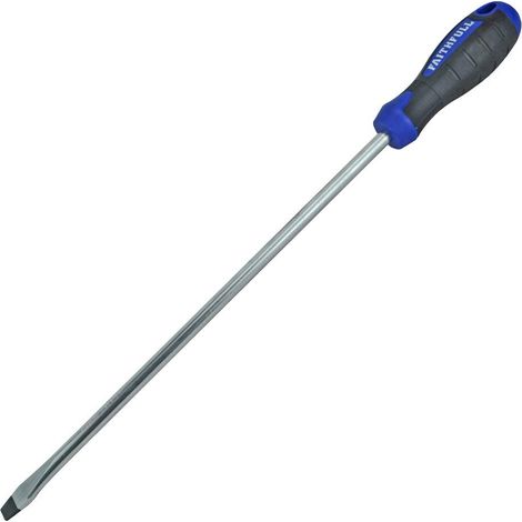 Faithfull Flared Screwdriver, Soft-Grip Handle, Chrome Vanadium Steel Blade with Magnetic Tip - 10mm x 300mm