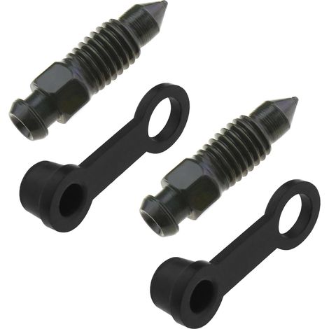 2 Ensembles Vis de Purge d'étrier de Frein M8x1.25mm avec Bouchons Anti-poussière pour Motos Véhicules Électriques Vis de Mamelon de Purge de Frein (1/5)