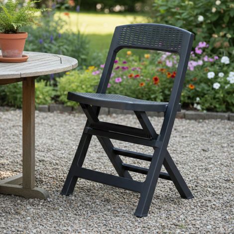 Sanzeno Outdoor-Stuhl, klappbar, Made in Italy, Sitzfarbe Antrazit, Schwarz-Antrazit (1/3)