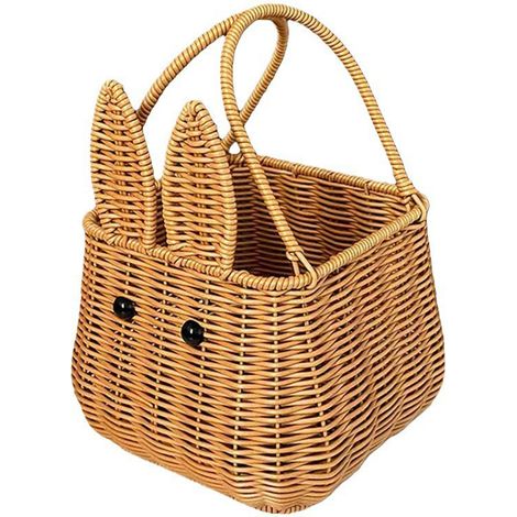 【Panier à fruits en rotin tressé façon lapin】Sac à main artisanal en rotin tressé, cadeau de mariage, panier de rangement pour accessoires photo, corbeille à fruits en forme de lapin (1/2)