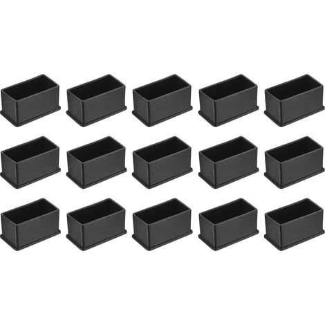 15 Pièces Bouchons Carrés en Plastique pour 25x50mm Noir (1/5)