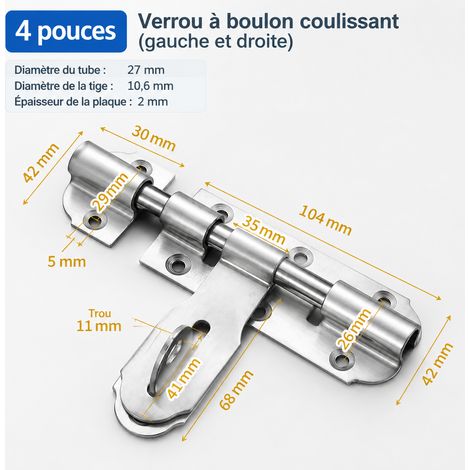 Verrou de porte lourd 4 pouces en acier inoxydable réversible avec vis 4 80 1 × 1 × 1 cm 310 g – Livraison gratuite