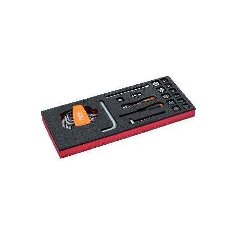 Bahco Fit&Go 1/3 Einlage mit 1/4-Steckschlüssel-Einsätzen und birnenförmigen Knarren - 19-tlg. (1/5)