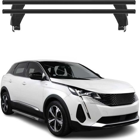 OMAC Dachträger Querträger Alu für Peugeot 3008 II 2021-2024 FL – Abschließbar – T-Nut – City-Crash-getestet – Max. 50 kg Schwarz (1/5)