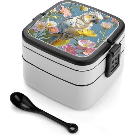 Boîte à lunch pour adultes avec cuillère, joli contenant double (1/5)