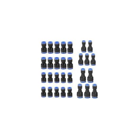 30 Stück pneumatische Reduzierstücke 4-8, 6-8, 8-10, 6-12 mm Außendurchmesser, Kunststoff-Schnellkupplungen für Druckluftschläuche (1/5)